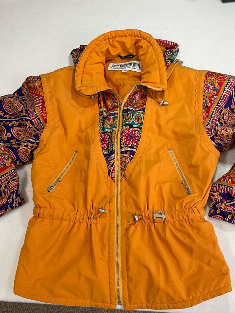 Fera Skiwear vintage ski jacket winter coat‎ size 10 orange bold colors